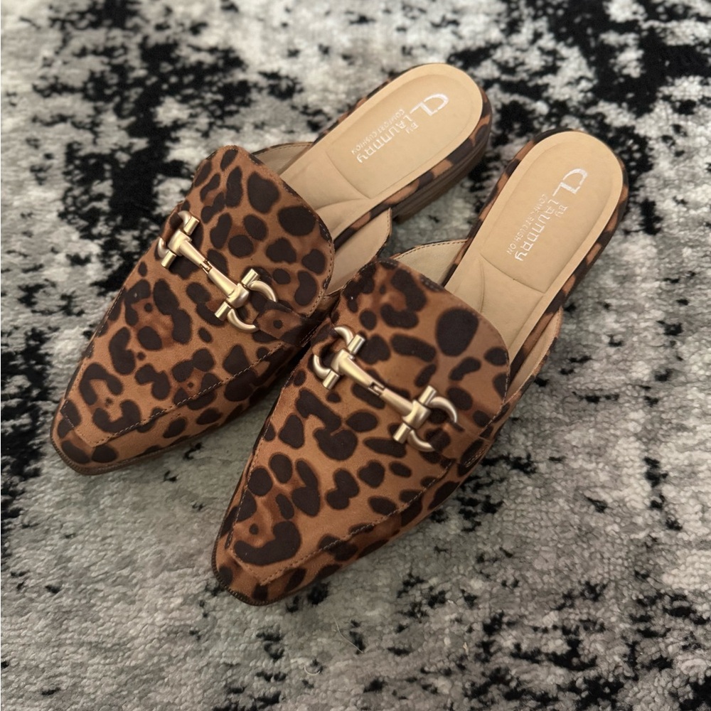 Dolce Vita Leopard Print Mules with Gold Accents